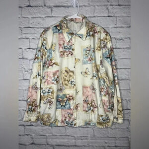 Alfred Dunner vintage women’s floral/butterflies zip up jacket size 16W.
